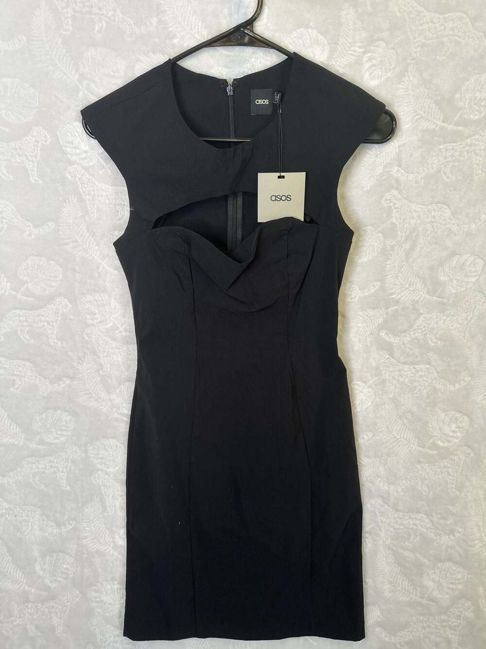 ASOS Black Cutout Cowl Neck Mini Dress Size 4